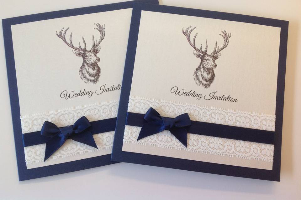 Stag and tartan invitations