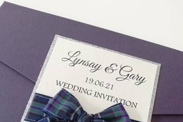 Tartan A6 wedding invitation