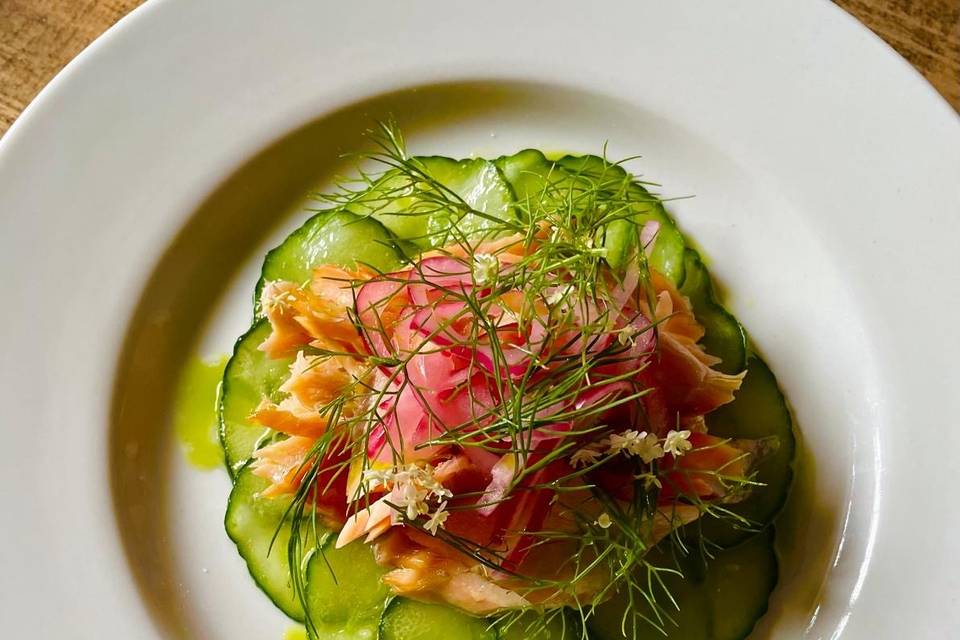 Hot smoked trout