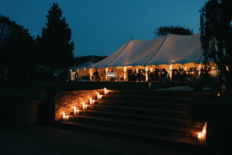 Candlelit marquee wedding