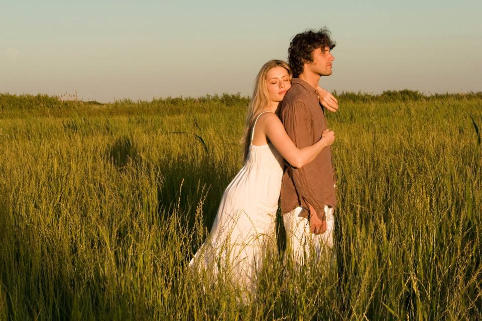 Newlyweds in the fields