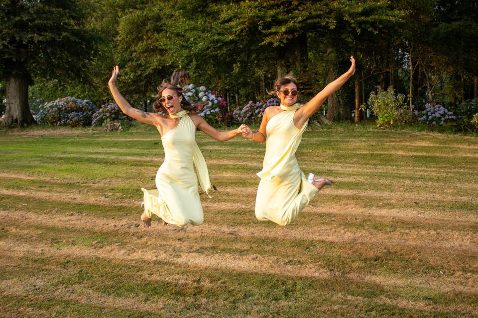 Jumping bridesmaids