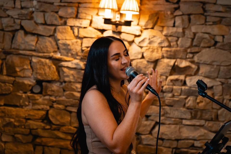 Singing Sam down the aisle