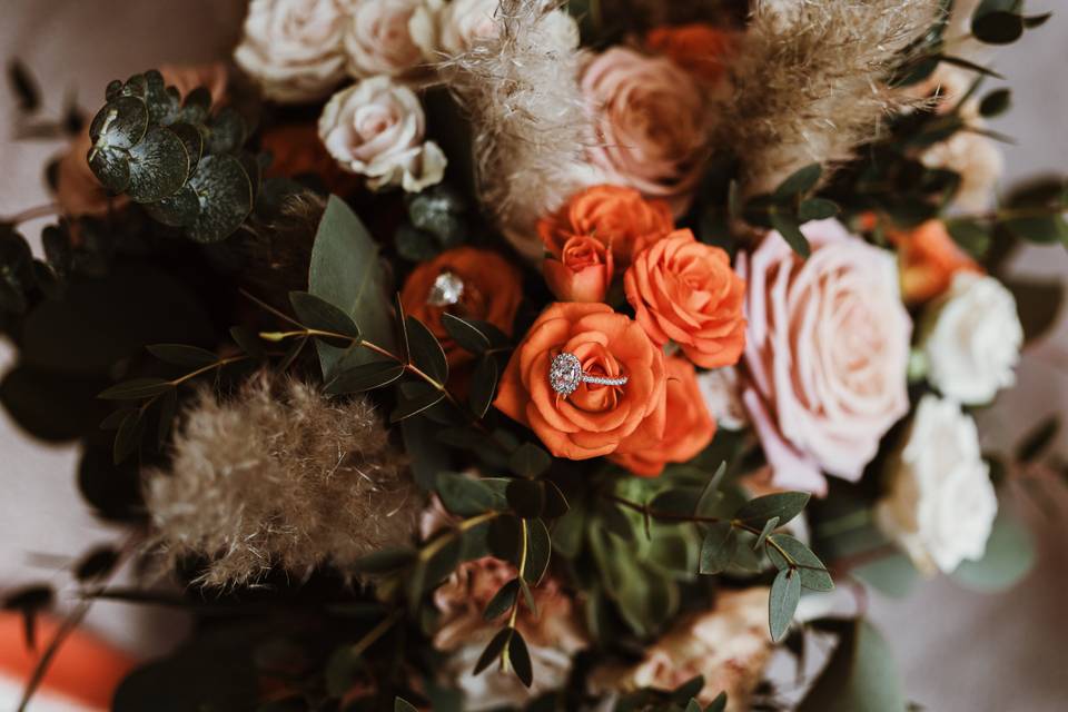 Orange and blush bridal flower
