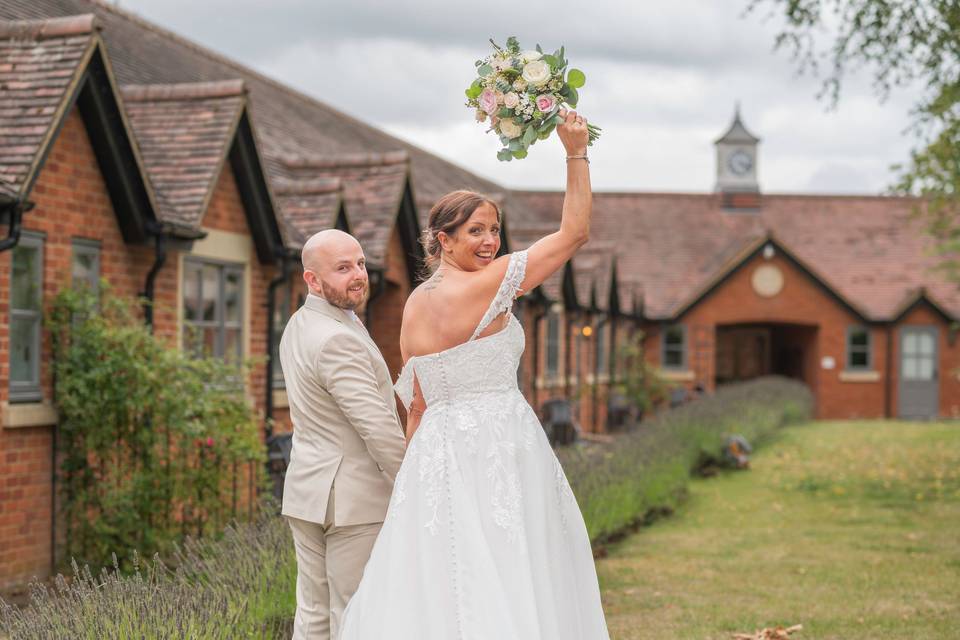 Pink and white brides bouquet