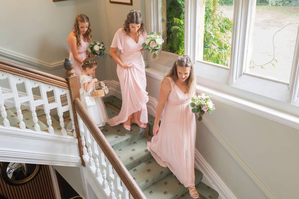 Pink and white bridesmaids