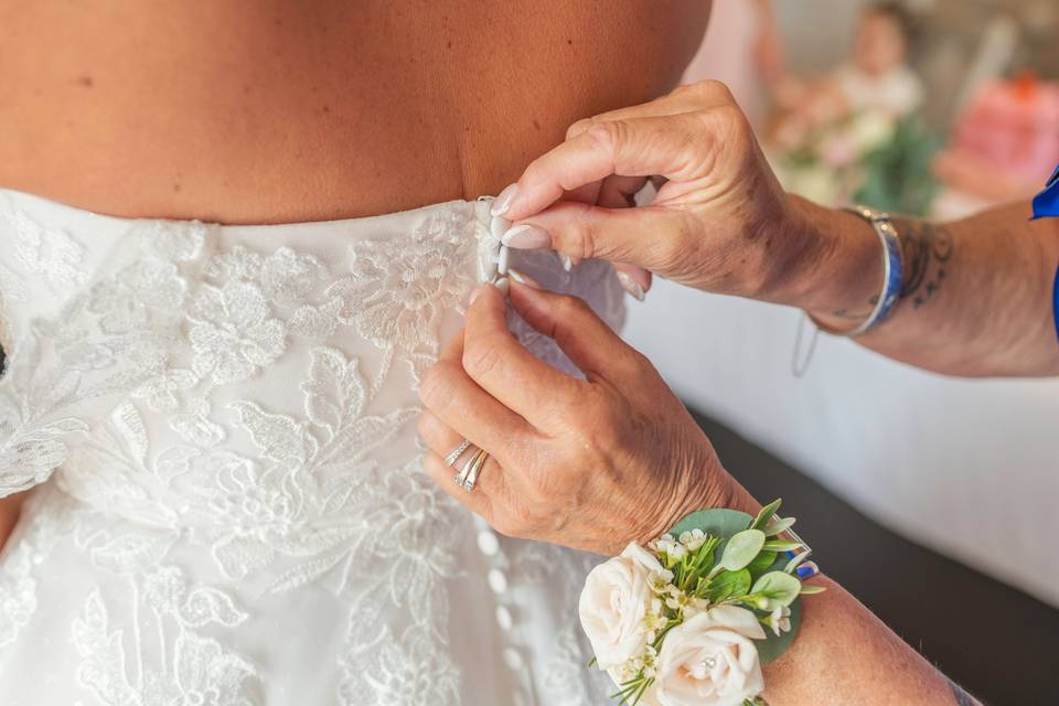 Pink and white corsage