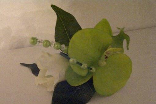 Luxury Orchid and Bead Grooms Buttonhole