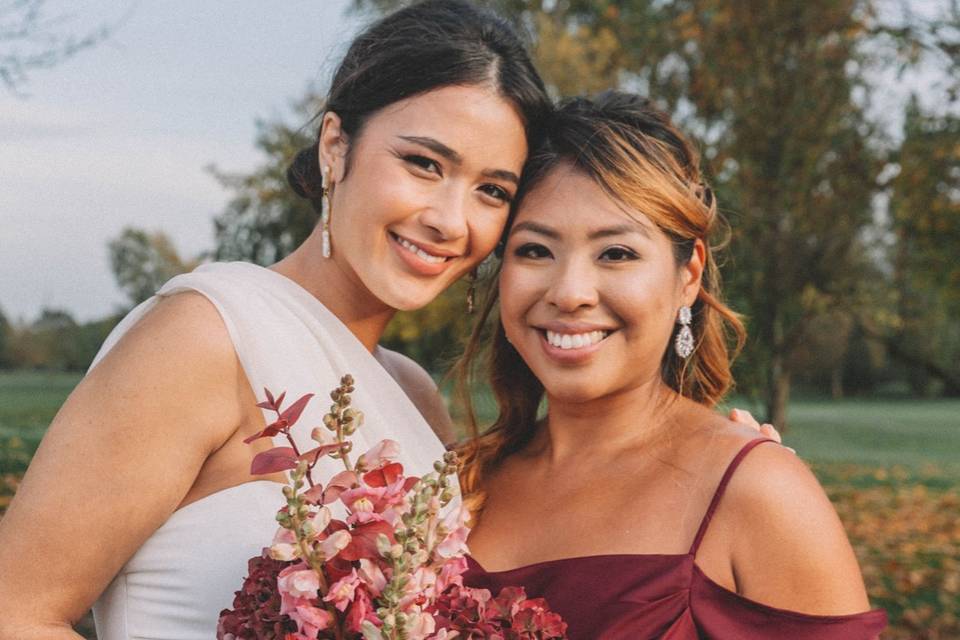 Bride with bridesmaid
