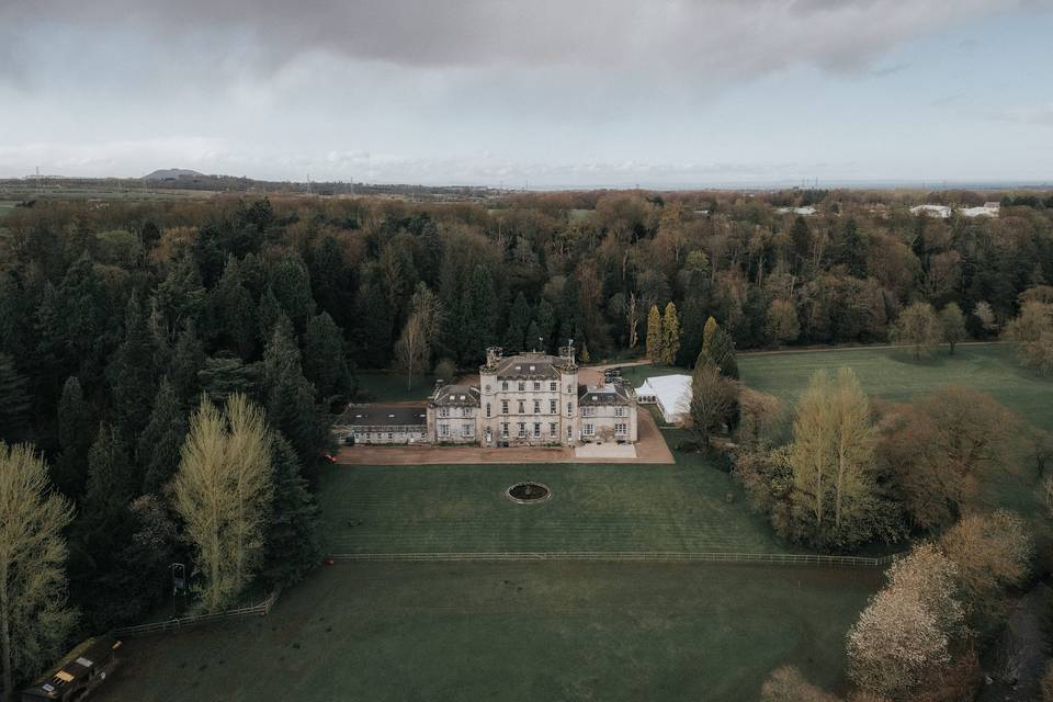 Aerial Castle Wedding