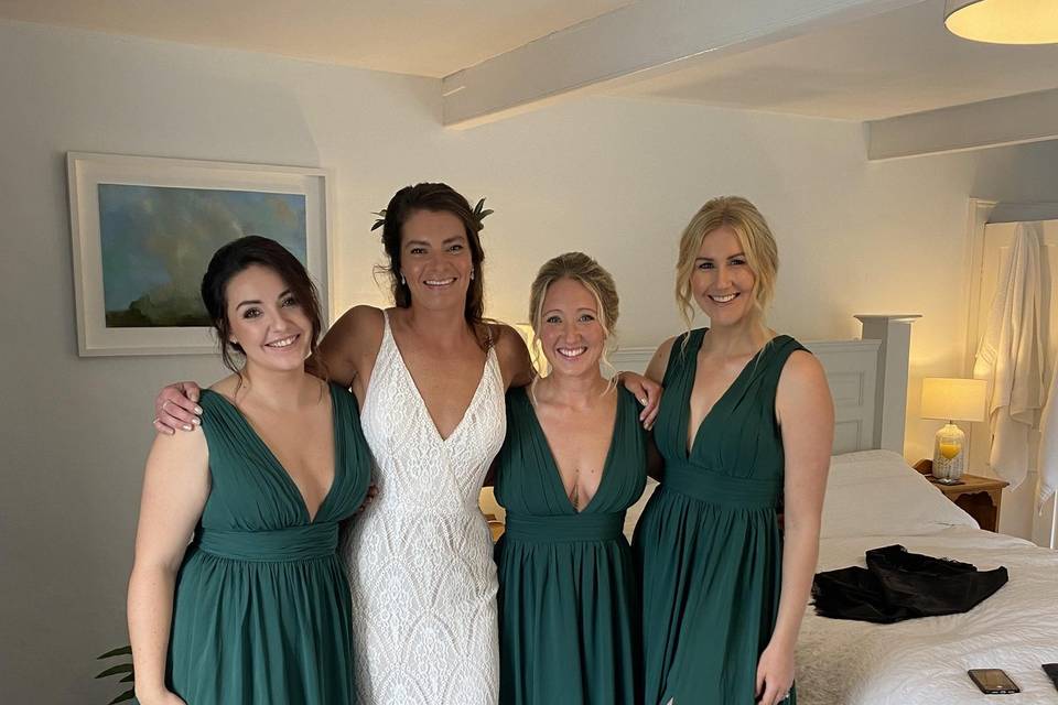 Bride with bridesmaids