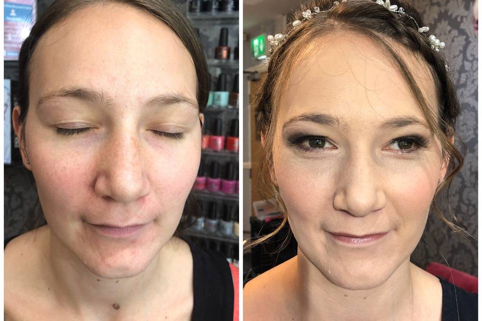 Before and after airbrush makeup