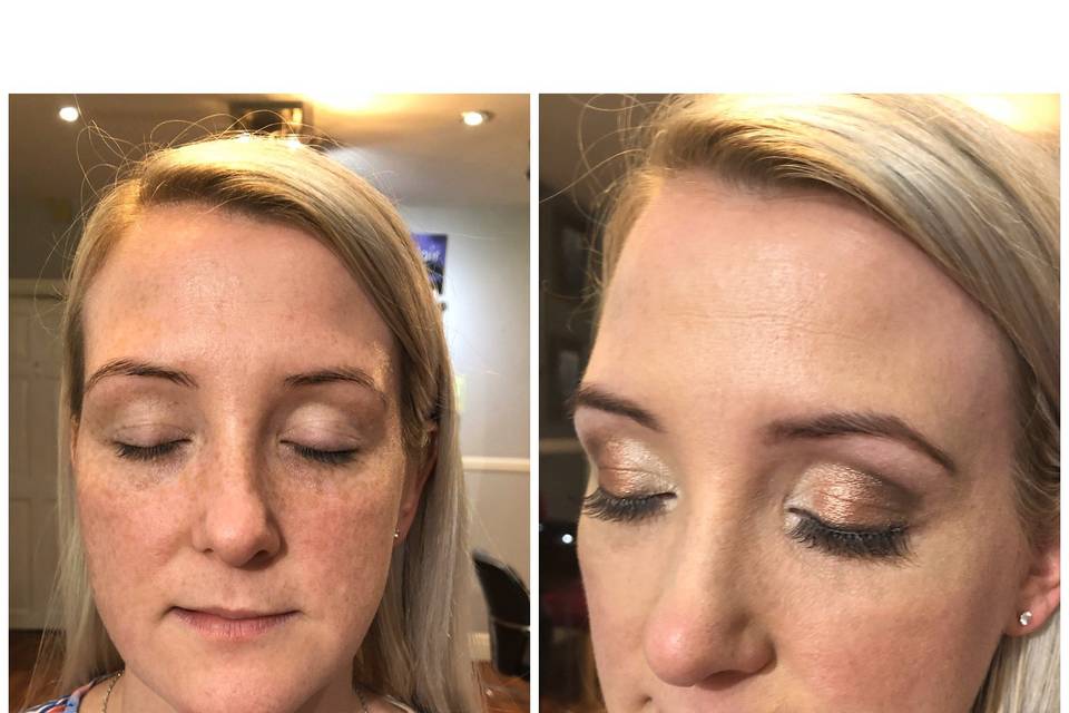 Before and after a makeup application