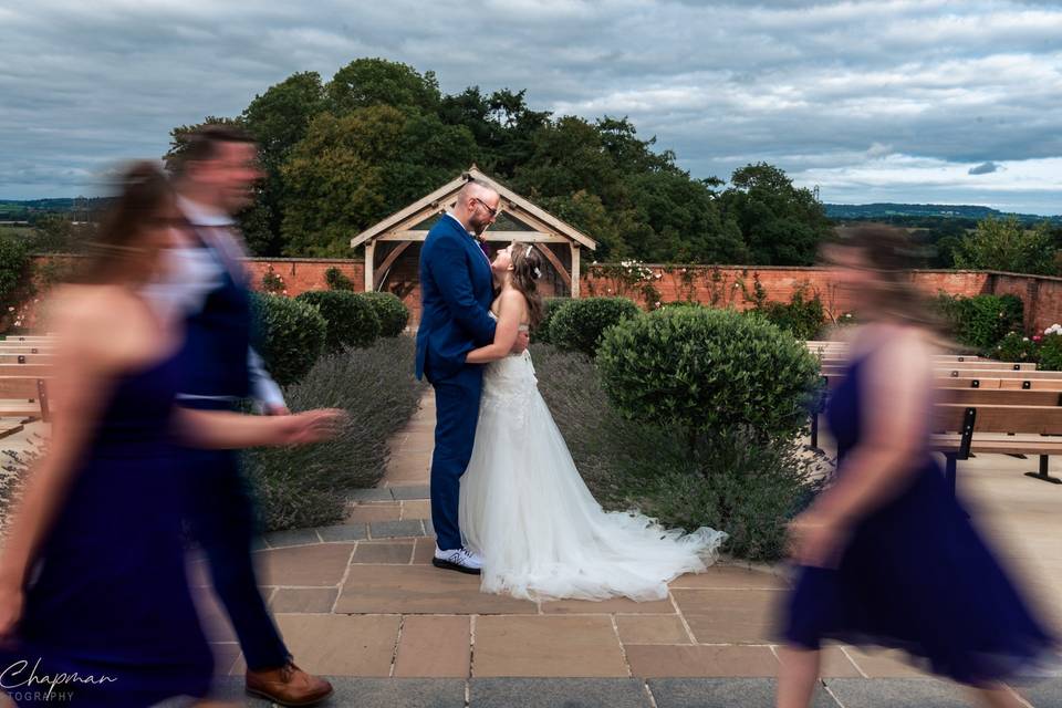 Slow motion of wedding couple