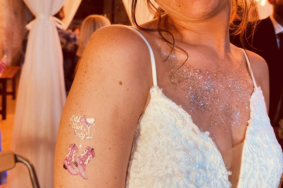Bride added temporary tattoos