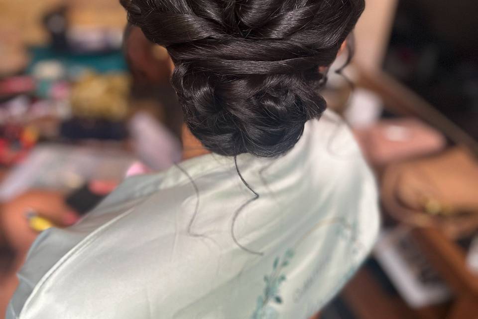 Textured crown soft updo