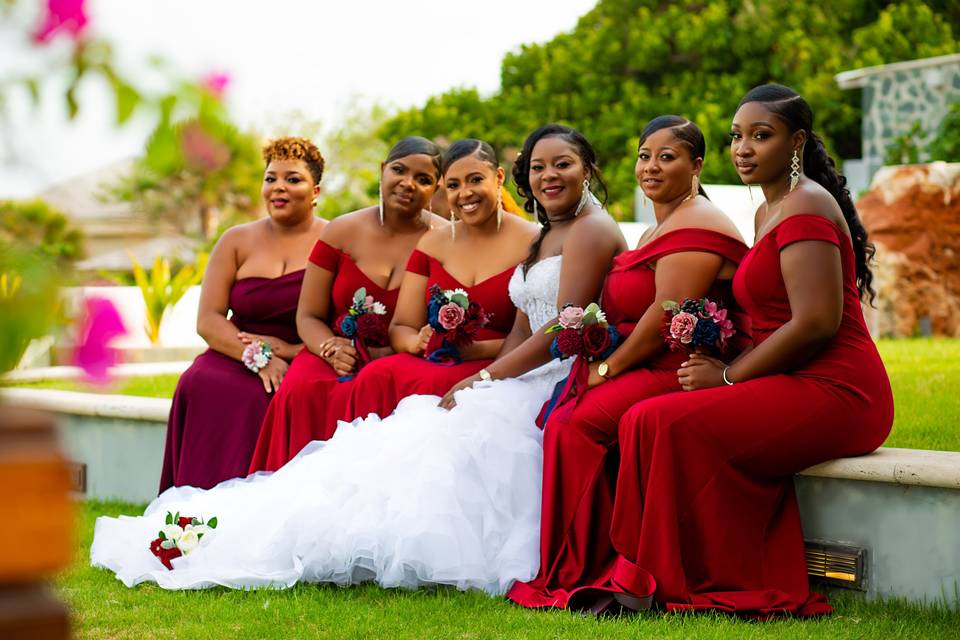 Beaming wedding party