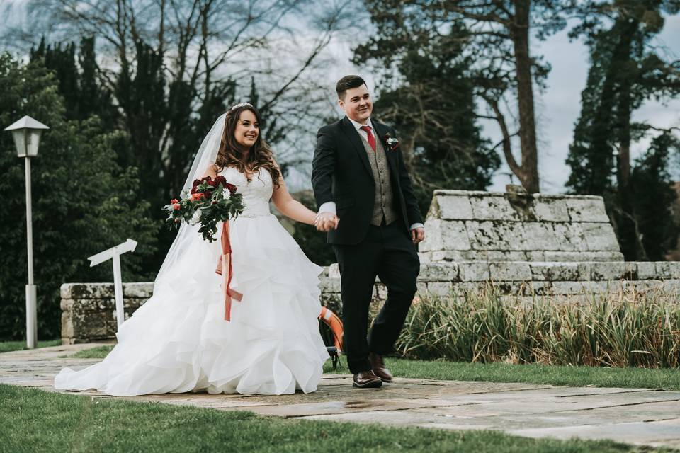 Walking to meet their guests