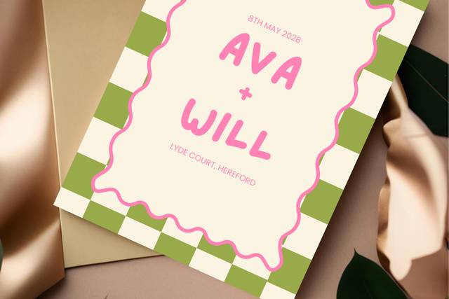 Green Checkerboard Invite