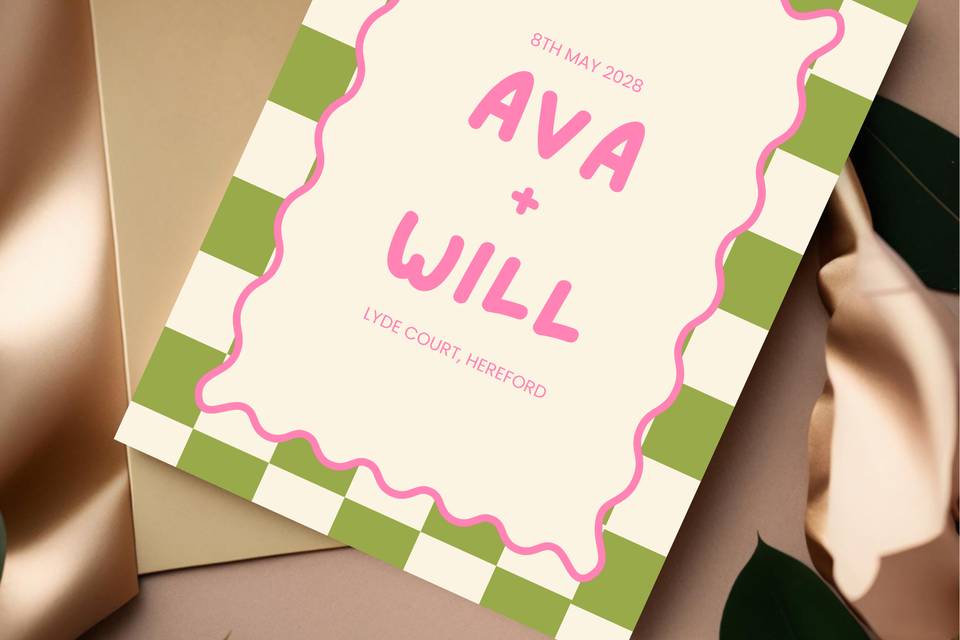 Green Checkerboard Invite