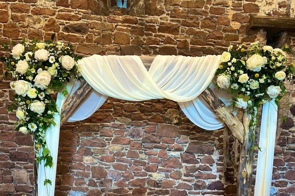 Flower arch in the barn