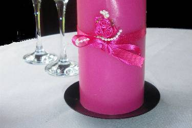 Decorated hot pink candle