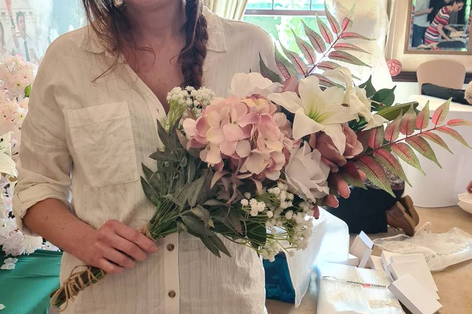 Holding bouquet