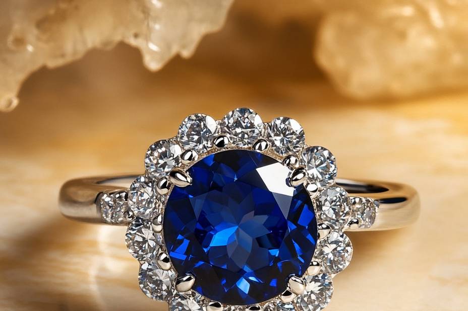 Blue Sapphire Cluster Ring