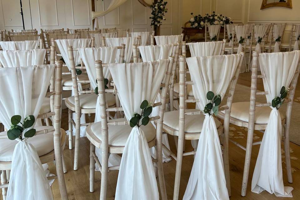 Ivory Chair Drapes