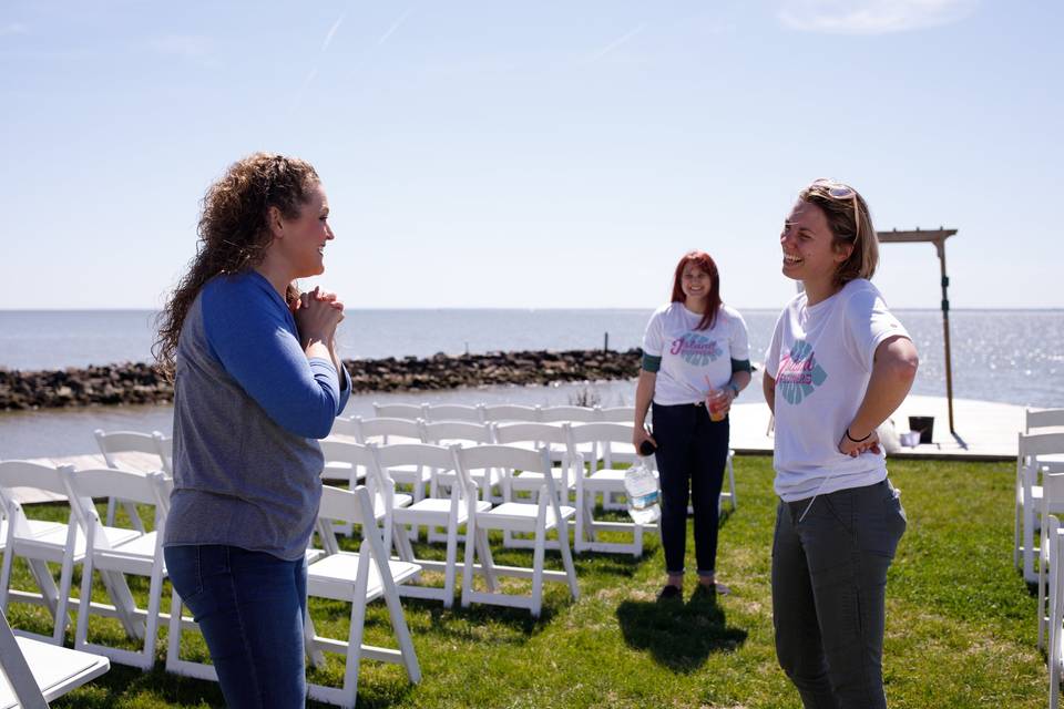 Chatting with the bride