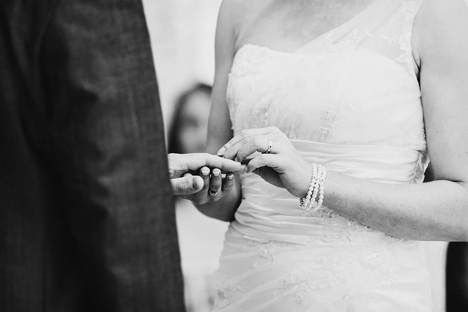 Wedding ceremony ring exchange