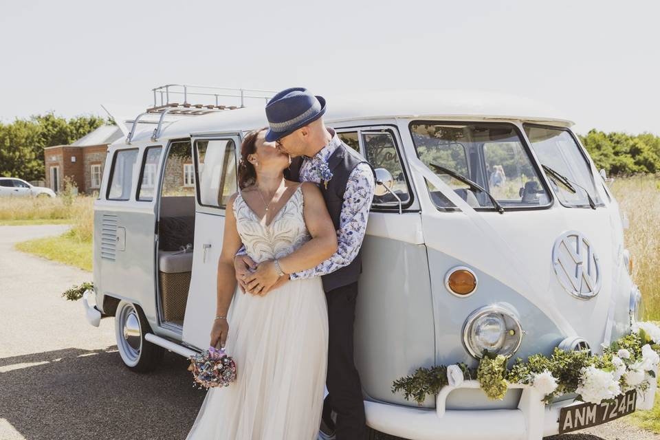 Newlyweds by camper