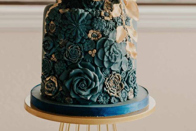 Navy and gold embossed