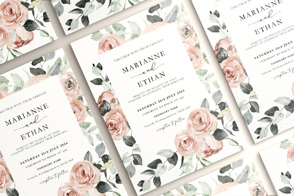 5 x 7 Flat Wedding Invitations