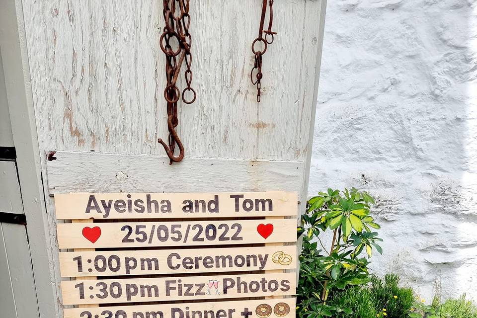 Wedding Timeline Sign