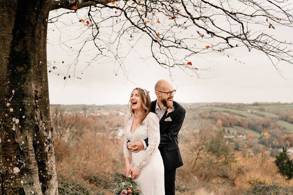 Couple relaxed wedding