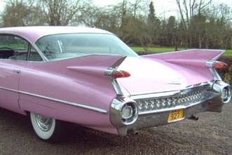 Pink Cadillac rear profile