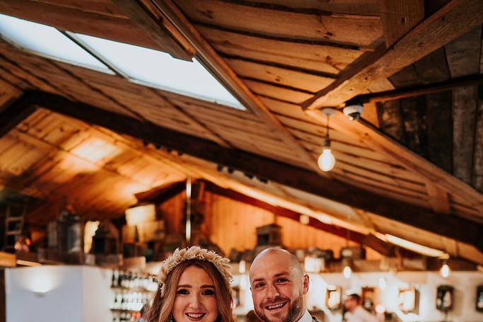 Newlyweds with their painting