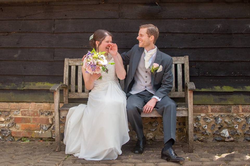 A fun moment post barn wedding