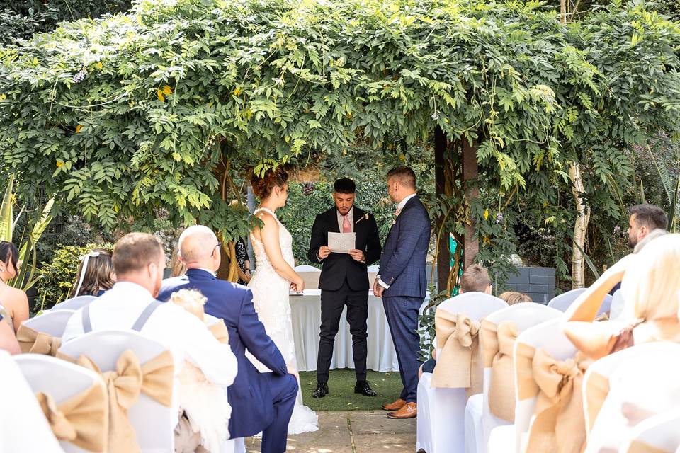 Outdoor under the wisteria