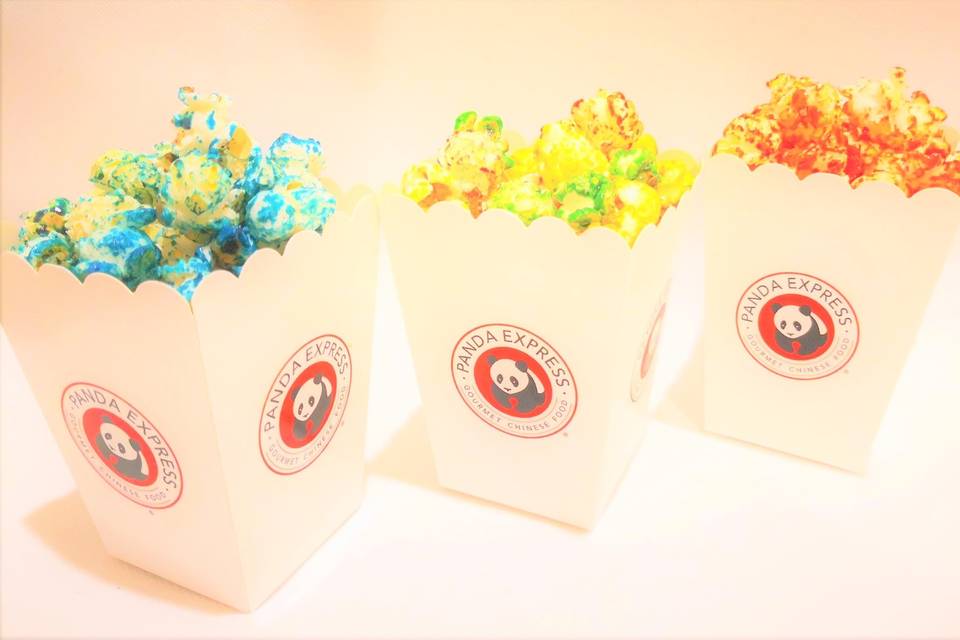 Coloured Rainbow popcorn branded boxes