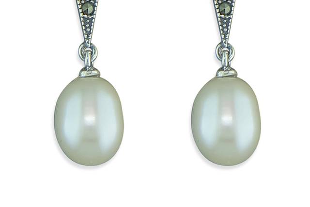Pearl Earrings with Markazite