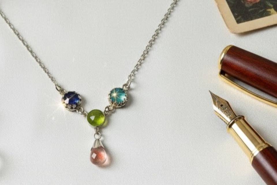 Silver Gemstone Necklace