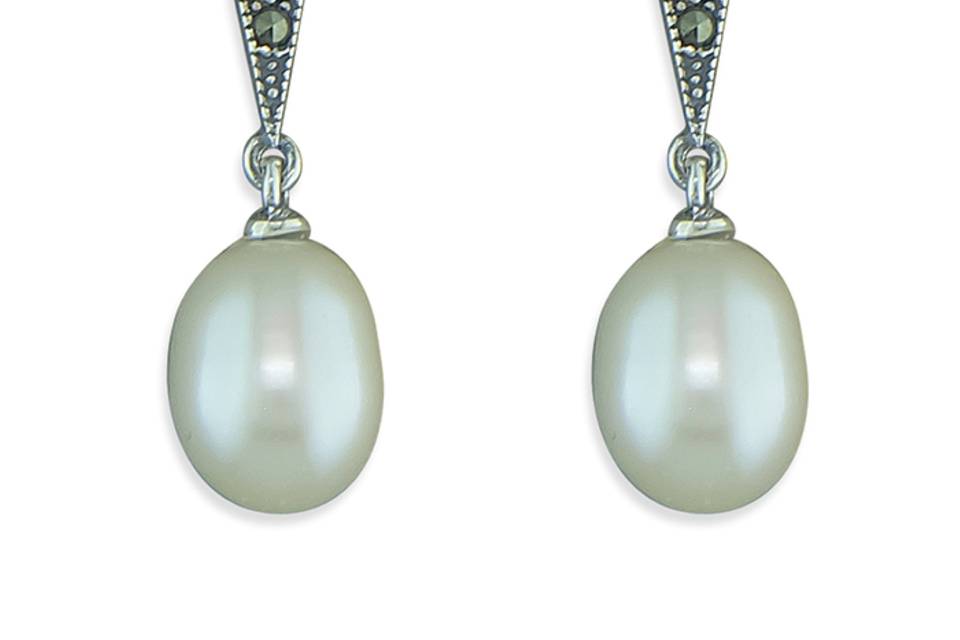 Pearl Earrings with Markazite