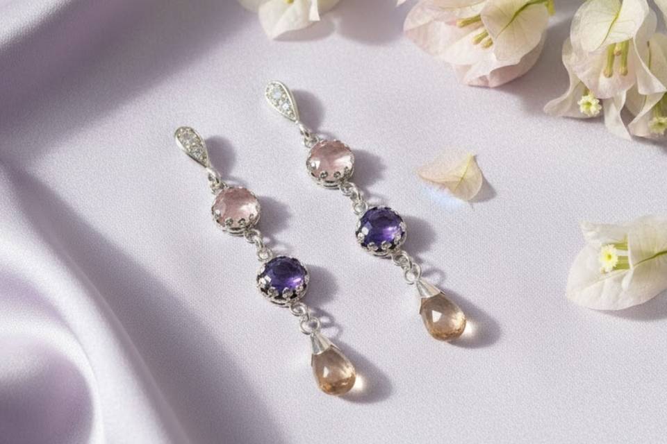 Silver Gemstone Earrings