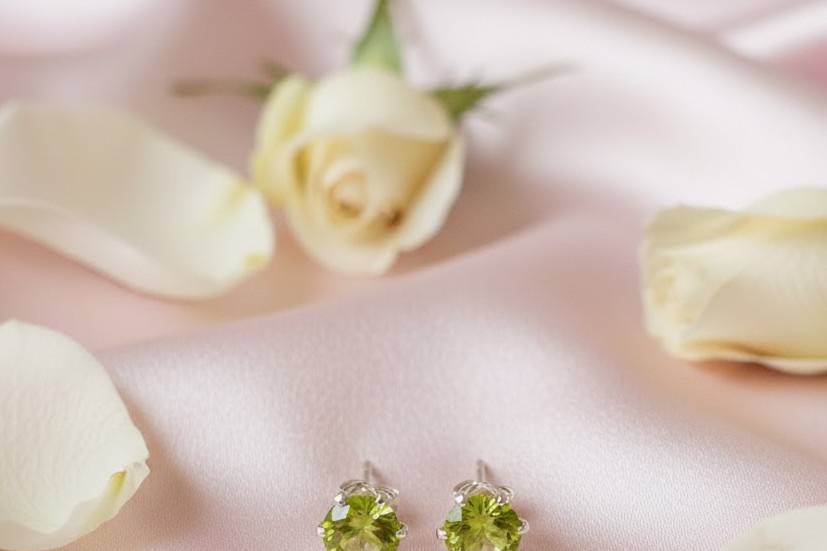 Silver Studs with Peridot