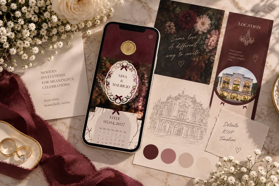 Personalised Burgundy Wedding