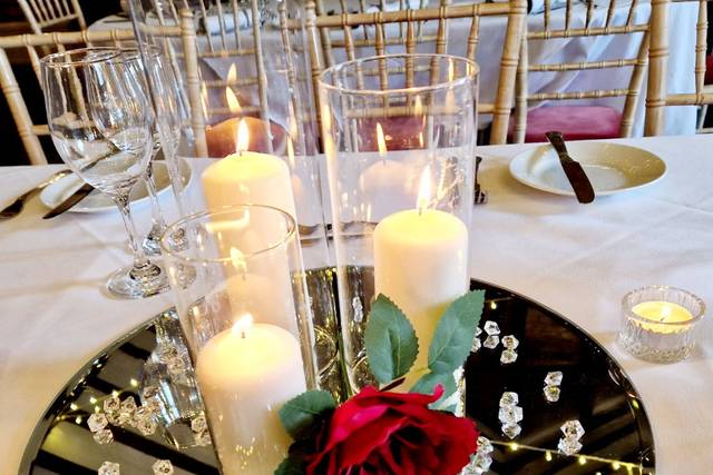 Mirror base, pillar candles. R