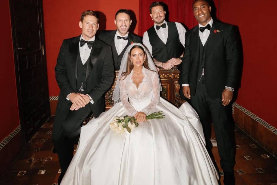 Boy Band Blue with bride