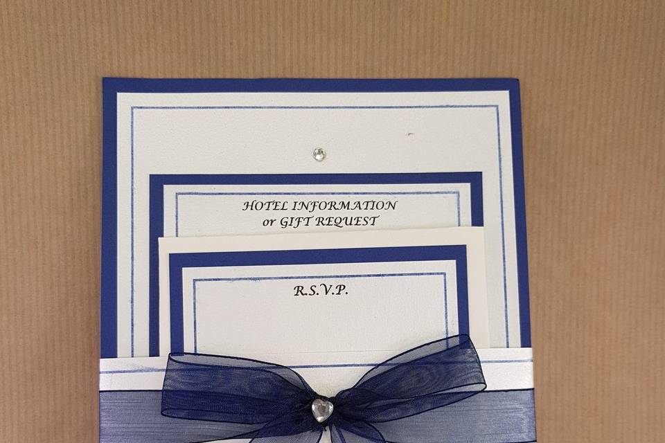 Navy lace pocket invite